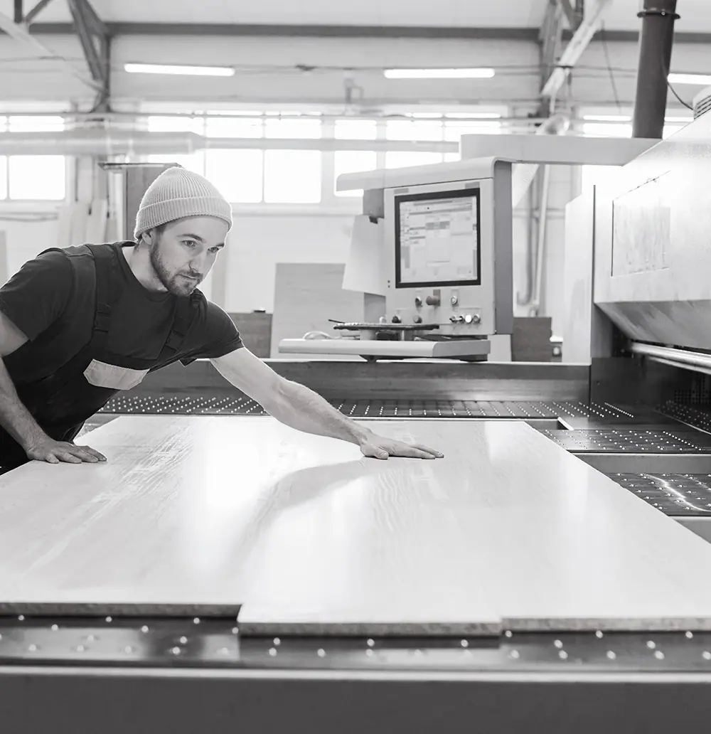 flat wood panel fabrication process